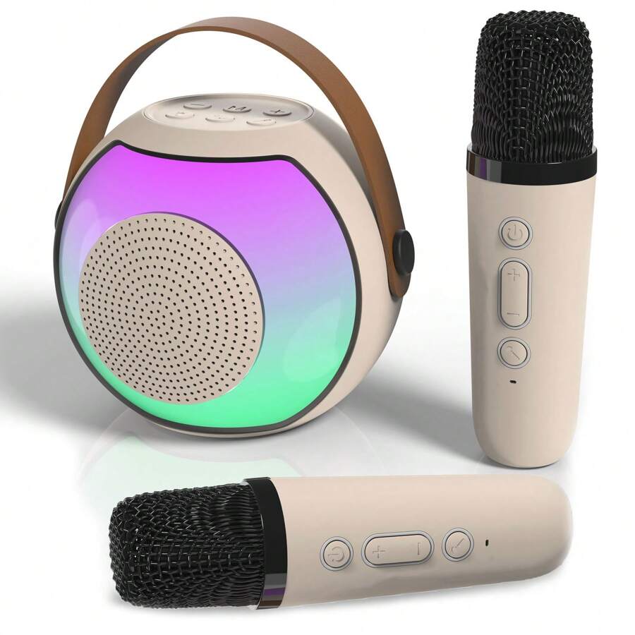 HITOZON Enceinte karaoké sans fil portable avec microphone sans fil, système d'enceintes stéréo HIFI KTV, enceinte sans fil avec lumières LED colorées RVB, voix modifiée, machine à karaoké pour l'extérieur, les sports, les voyages, le meilleur cadeau pour les fêtes à la maison et les anniversaires