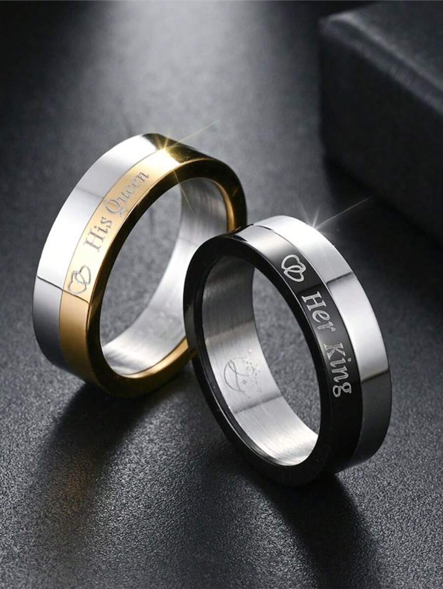1pc Fashionable Stainless Steel Spinning Heart Ring, Non-Fading Elegant Couple Rings For Wedding/Daily Wear, Women Jewelry Accessories