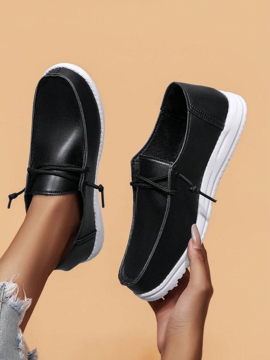 1 Pair Fashionable Women Casual Versatile Lightweight Soft Leather Loafers, Slip-On For Daily Wear And Outdoor Activities