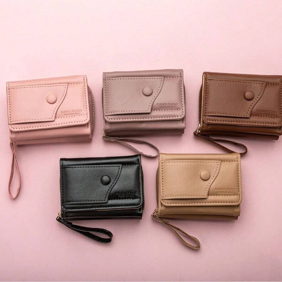 Four Seasons Women's Short Wallet Zipper Tower Buckle Coin Purse Girl Student Handheld Bag Solid Color Simple Versatile Fashion For Women Wallet Mini Wallet Purse Wallet Small Wallet Cute Wallet