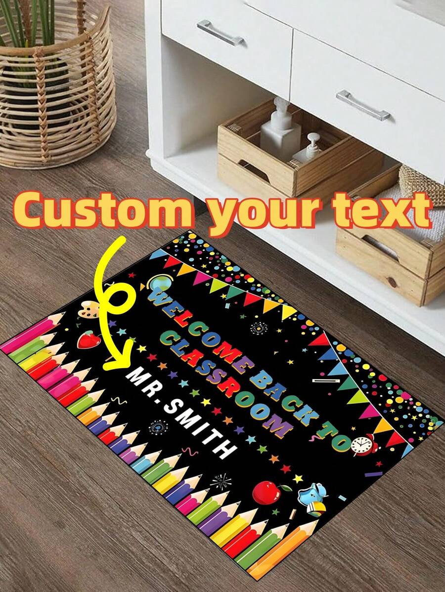 1pc High-Quality Colorful Back To School Classroom Entryway Doormat - Anti-Slip Washable Non-Fading, Suitable For Bedroom, Study, Computer Room, Indoor/Outdoor Entrance, Teacher's Day Gift, Summer Doormat, Ideal Back To School Gift For Students And Teachers