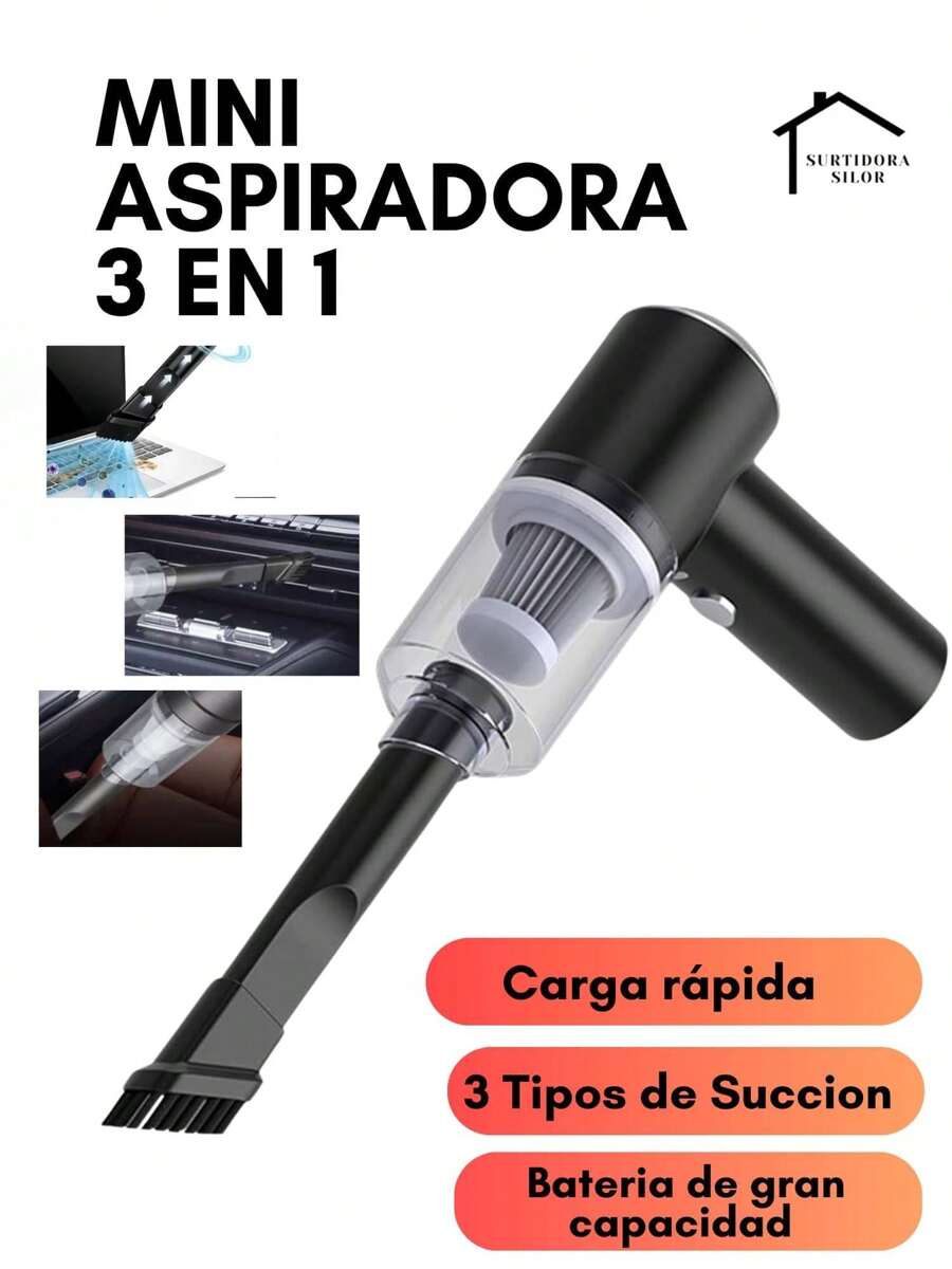 3 en 1 Aspiradora De Mano, Aspiradora , Aspiradora Portatil , Portatil, Inalambrica Para Coche y El Hogar, Con Bateria Recargable, Funcionamiento Silencioso, Remueve polvo, Pelo de Mascotas, Alta Potencia, Mini Aspiradora, Articulo Basico Para La Limpeza Del Hogar Sh1362