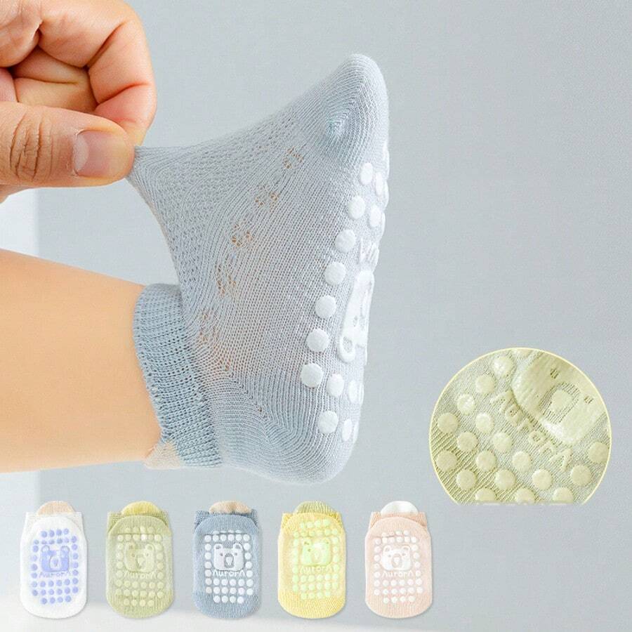 5 Pairs Assorted Baby Socks, Summer Children Thin Breathable Ankle Socks For Newborns, Toddlers, Net Design