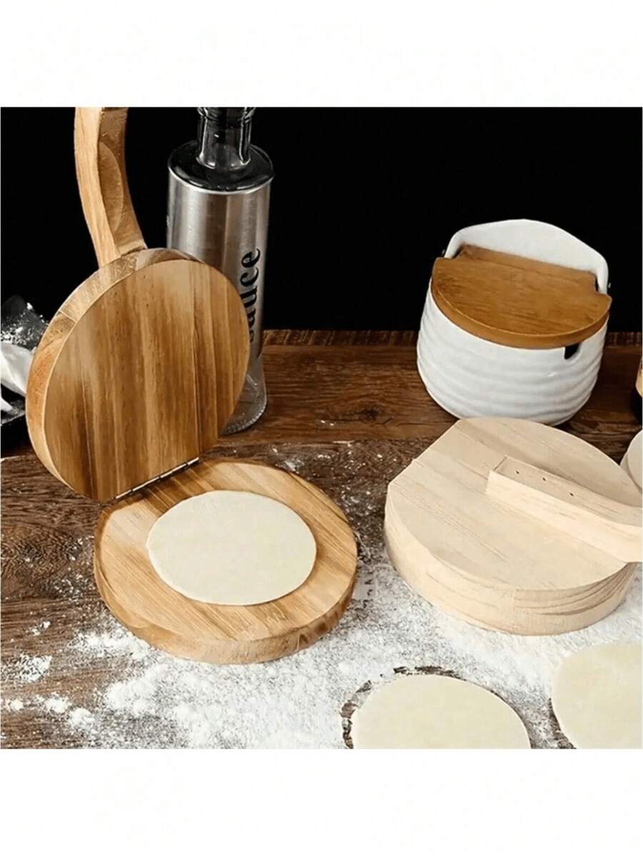 1 Stück Holz-Teigpresse mit Griff, antihaftende Hamburger Pattie Form, Küchen Fleisch-Pasteten Formwerkzeug