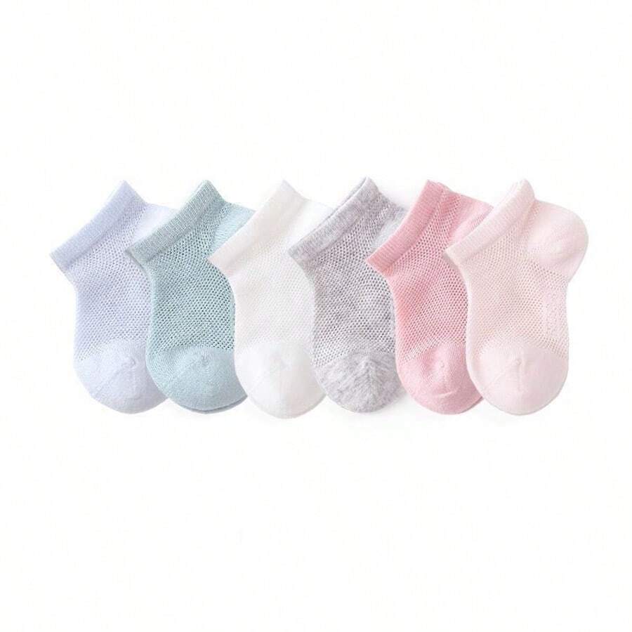 5 Pairs Baby Socks, Summer Kids Thin Version Newborn Mid-Calf Non-Binding Breathable Long Socks, Mesh Design