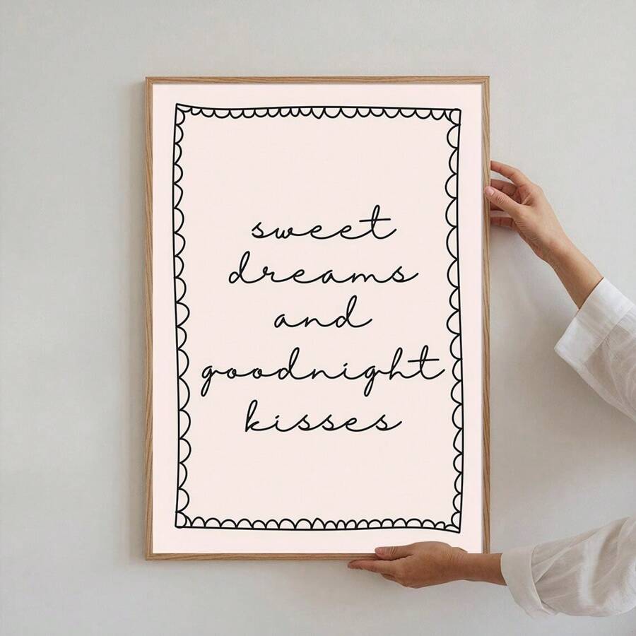 1 Stück ungerahmte Poster Leinwanddrucke "Sweet Dreams Goodnight Kisses" mit Typografie-Zitat, für Studentenwohnheim, Schlafzimmer, moderne Heimdekoration, über dem Bett