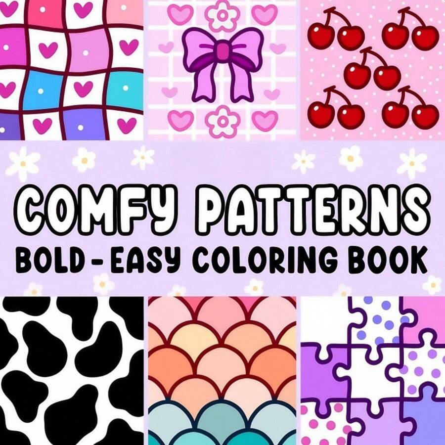 Stress Relief: Adult & Kid Coloring Book, 24 Single-Sided Hand-Drawn Pages To Color, Bold & Simple Designs For Relaxation, Featuring Animals, Landscapes, Florals, Patterns, And Cute Items, Great Gift For Friends, Family, Loved Ones For Holidays, Birthdays Or Any Occasion,Back To School,School Supplies