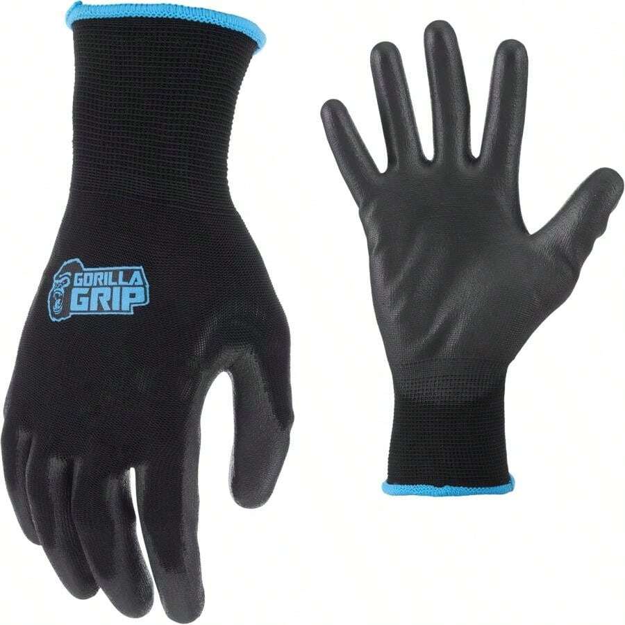 Gorilla Grip Gloves, Max Grip, All Purpose Work Gloves, Slip Resistant, Nylon Shell, Large, 10 Pairs