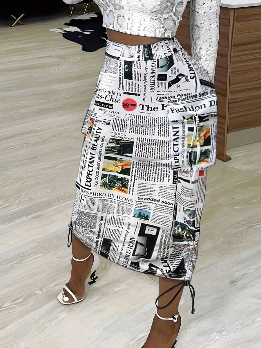 Nuova gonna corta alla moda e chic, stile casual da strada, con stampa digitale creativa, ampia e comoda, per donne