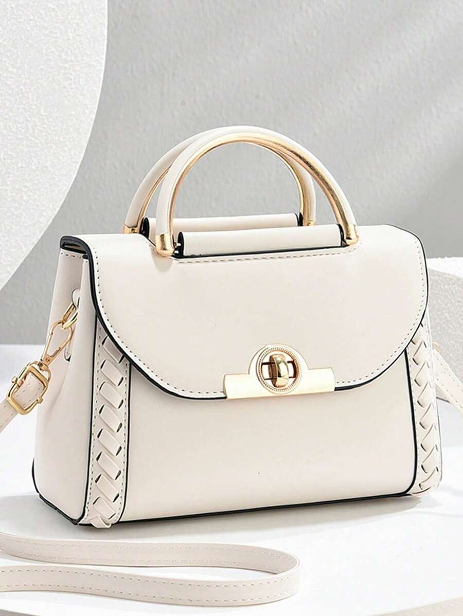 Borsa quadrata piccola da donna di colore unito, borsa a tracolla con manico superiore da donna, mini borsa a tracolla di moda, portafoglio da donna con decorazione fibbia