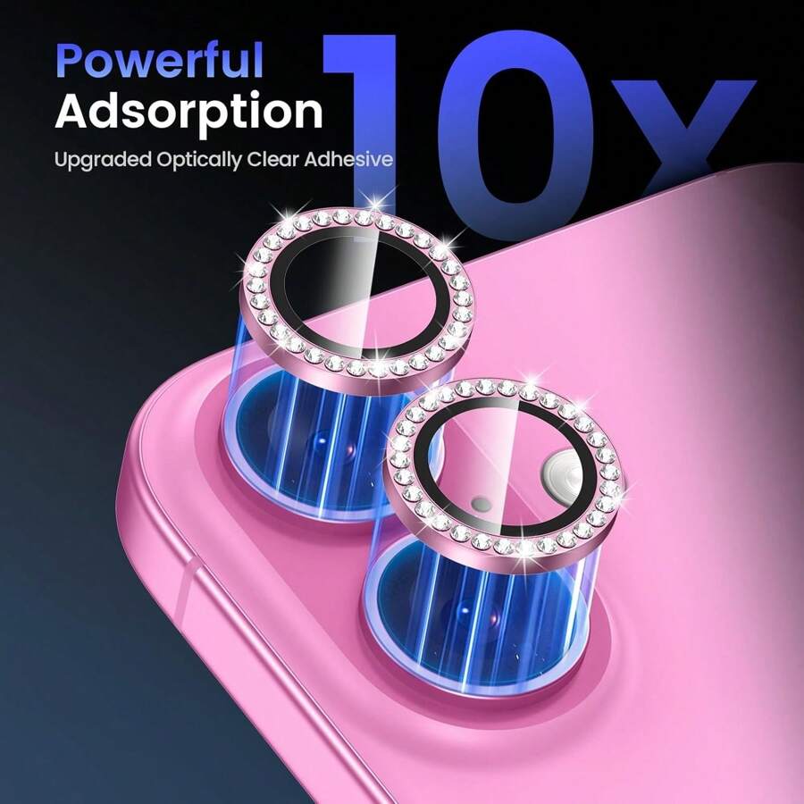 Metal Rhinestone Camera Lens Protector Glass Compatible With IPhone 16 Pro Max Plus Lens Protector Ring Compatible With IPhone 16 15 14 13 12 11 Camera Film Gift For Birthday, Family, Friends Sparkling Crystal, Lens Protector, Phone Accessories