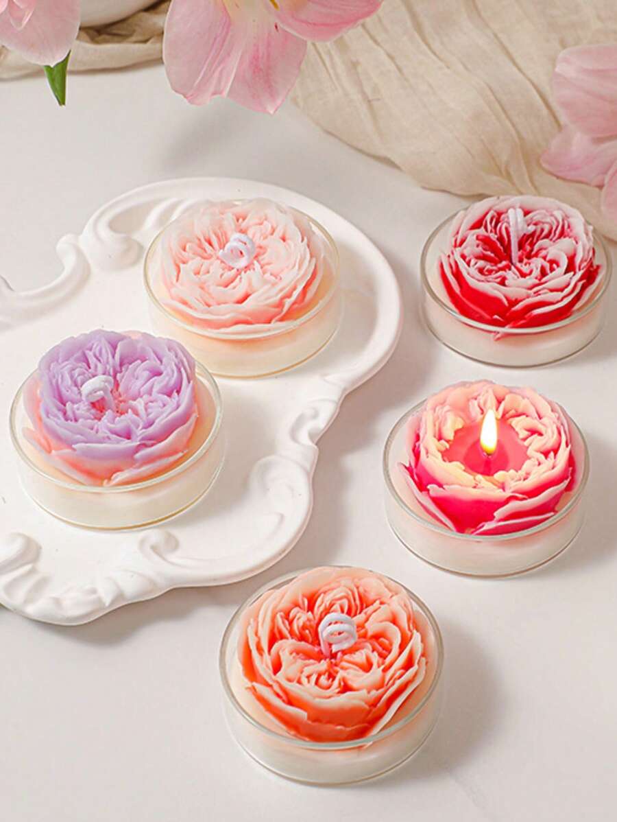 1pc 「3D Petal Design Soy Wax Candle In Glass Cup - Long Burning Aromatherapy For Reading Focus, Meditation Calm & Yoga Relaxation Instagrammable, Scent, Holiday Gift Idea, For Mindfulness」