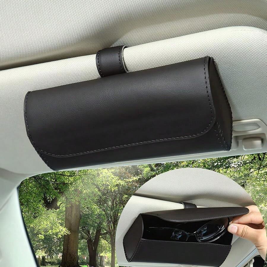 Sunglasses Holder For Car Sun Visor, Auto Eyeglasses Protective Storage Case, Vehicle Visor Accessories Organizer Box