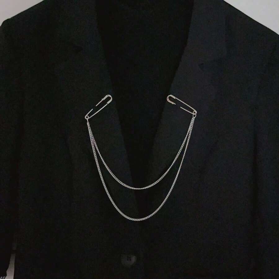 1 pieza Broche de alfileres de accesorio con estilo vintage, personalizado, de múltiples capas de cadena con flecos, estilo punk, adecuado para uso diario