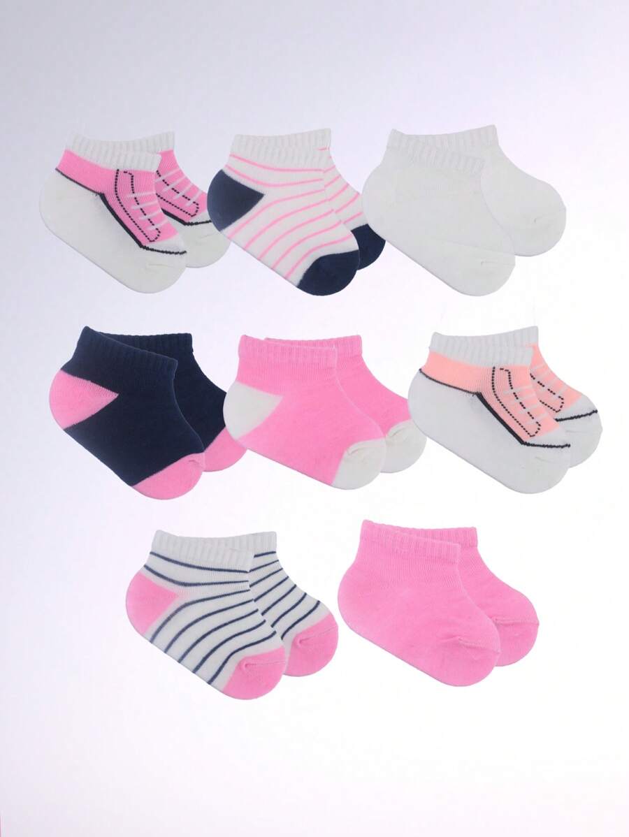 8 pares de calcetines para bebés y niños, calcetines blancos y rosas para niñas recién nacidas y calcetines rosados y blancos para bebés y niños pequeños