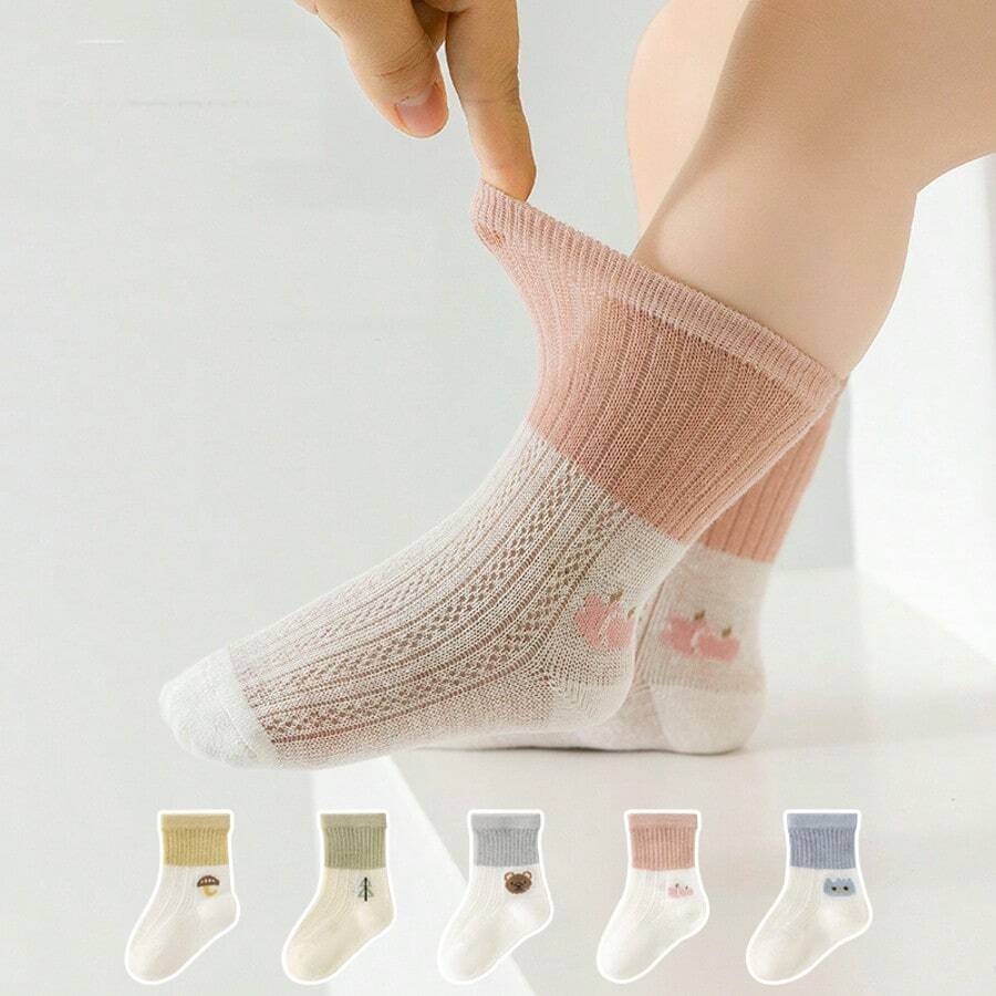 5 Pairs Baby Socks, Summer Children's Thin Mesh Mid-Calf Breathable Newborn Long Tube Socks