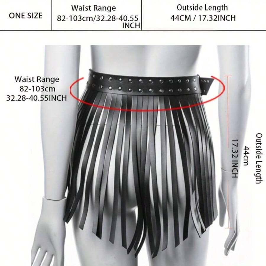 Sexy Lingerie Accessories Leather Tassel Waist Belt & Chain Combo - Adjustable Bohemian Fashion Statement Piece For Women Men | Vintage Punk Style Accessory With Detachable Tassels