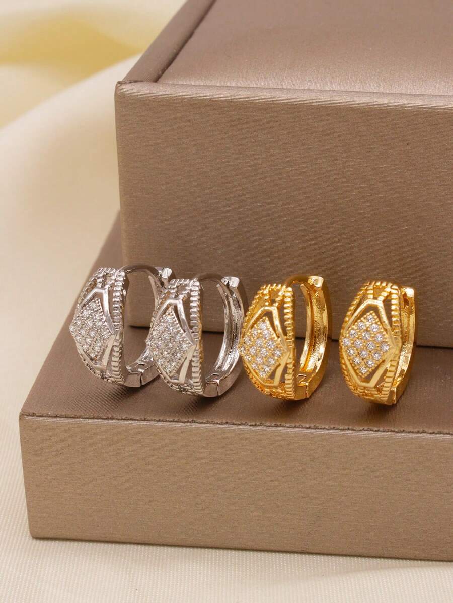 Boucles d'oreilles zirconium de luxe Dubaï, boucles d'oreilles créoles dorées, bijoux, boucles d'oreilles, piercings pour femmes, cadeaux de mariage africains