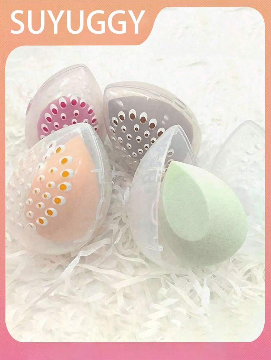 1/3 pièces Boîte de rangement poreux résistante à l'humidité et transparente pour coussin de maquillage, œuf de beauté. Boîte de rangement portable et respirante pour voyage. Organisateur de maquillage d'été pour la maison et la salle de bain. Retour à l'école