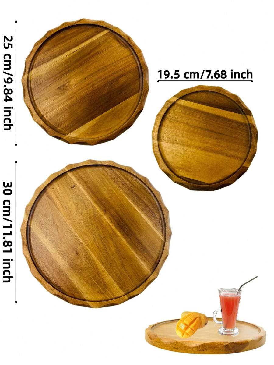 1pc Rosewood Wave Edged Serving Tray, Creative Decorative Tray For Coffee Table, Fruit Tray, Kitchen Utensils, Suitable For Entertaining Guests, Also Can Be Used As Decorative Tray, Tabletop Decor Tray, Decorative Tray, Center Piece Tray, Jewelry Tray, Cosmetic Tray, Birthday Display Stand, Wedding Candy Tray, Cupcake Tray, Suitable For Birthday