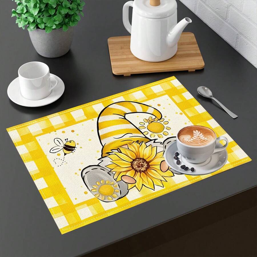 1pc/4pcs/6pcs Vintage Country Style Pattern Printed Linen Placemats, Suitable For Dining Table, All Season Home Decor, Modern Washable Tabletop Mats, Room Decoration, Placemats, Coasters, Kitchen Dining Mats, Party Supplies, Ideal Gift