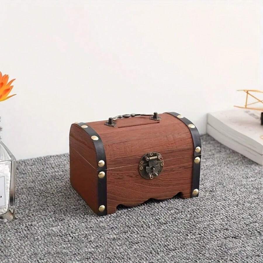 1 Pezzo Scatola di Immagazzinaggio in Legno, Scatola per Gioielli Vintage, Scatola con Serratura Antica, Scatola di Immagazzinaggio, Grande Capacità per Cassetto Portatile per Gioielli