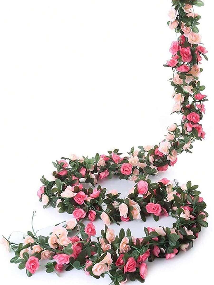 5 Stücke 250cm künstliche Rosenranke DIY Gartenmaterial Ranke Hochzeitsdekoration, Außenbereich Gartendekoration, Innenhof Dekoration, Flur Balkon, Heim Dekoration, Schlafzimmer Wohnzimmer Dekoration, Tisch Wand Dekoration, Geburtstags Hintergrund Dekoration, Geburtstags Geschenk Dekoration, Abschluss Geschenk Dekoration