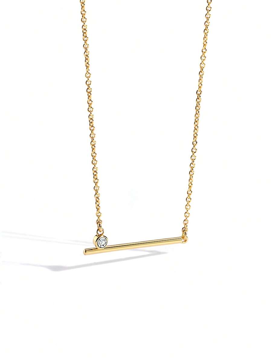 Charm-In Collar de cadena para mujer, estilo europeo y americano, con zirconia cúbica incrustada en forma rectangular, minimalista, accesorios de uso diario de moda, regalo del Día de San Valentín