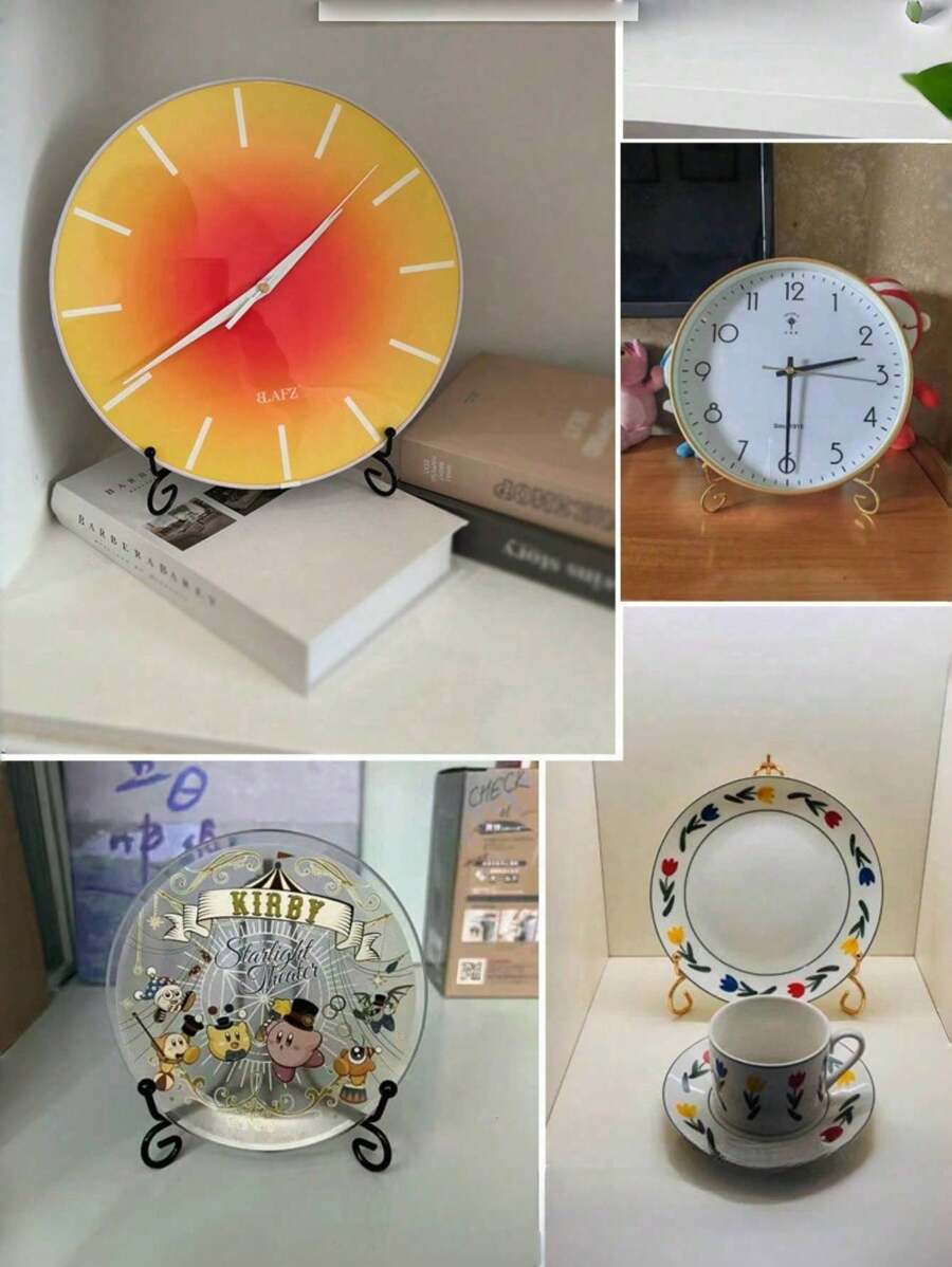 1 Stück Halterungsplatte aus eisensolider europäischer Displayprobe, runde Platte, Disc-Halterung, CD-Uhr, Handwerks-Halterung, Bücherregal, Fotostandplatte, Schüssel, Fotorahmen, schwarze Eisenplatte, Displayständer, Staffelei