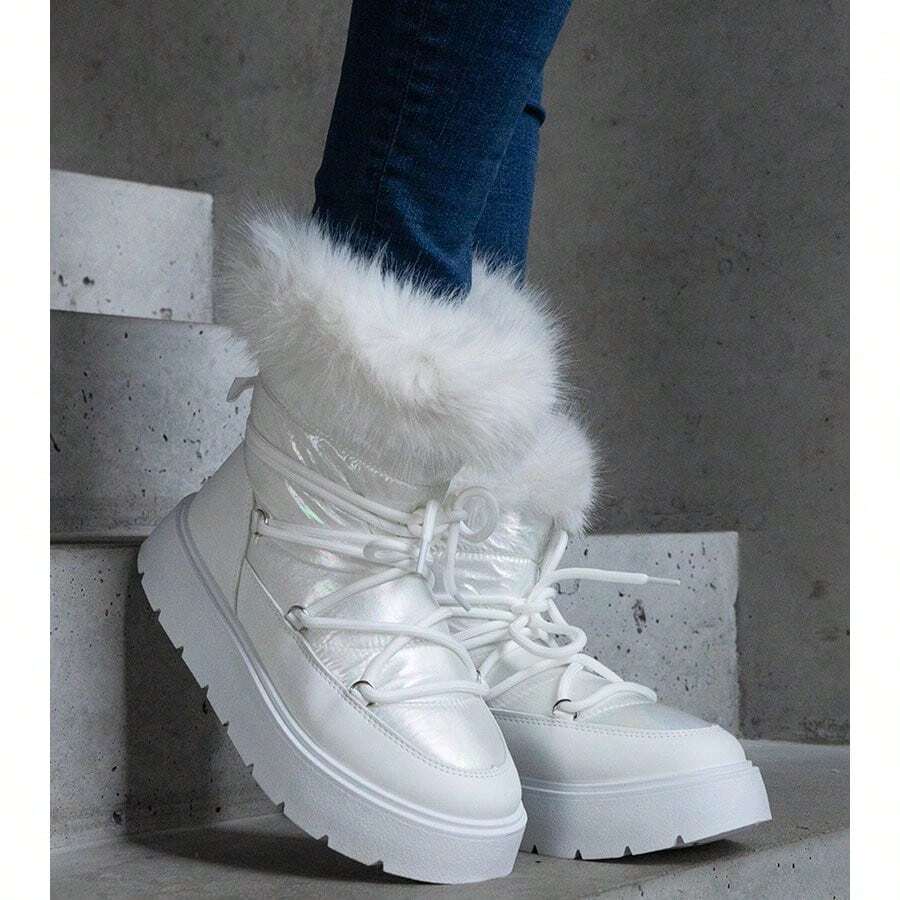 Stivali da neve con inserti in pile, versatili e alla moda per l'autunno/inverno