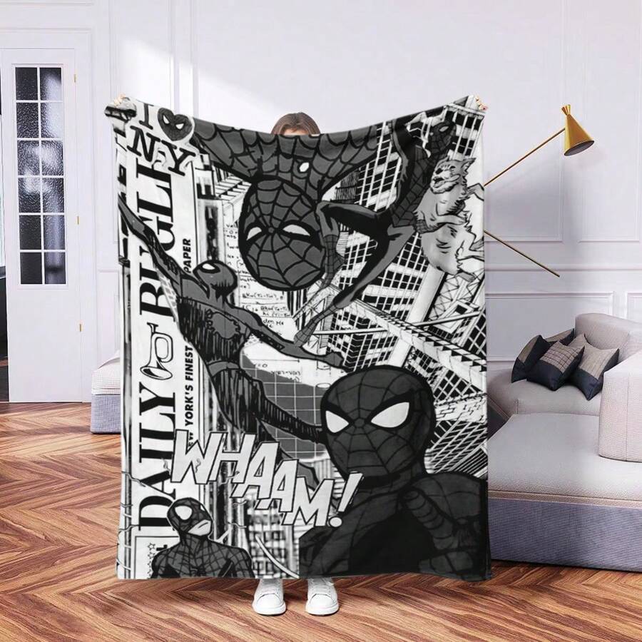 Marvel 1 pieza Manta con estampado digital de Marvel Spider-Man, manta de franela súper suave, liviana y cálida, manta de tiro para sofá, regalo para niños en todas las temporadas, manta para cama y silla de sofá, cubierta para aire acondicionado, para uso doméstico