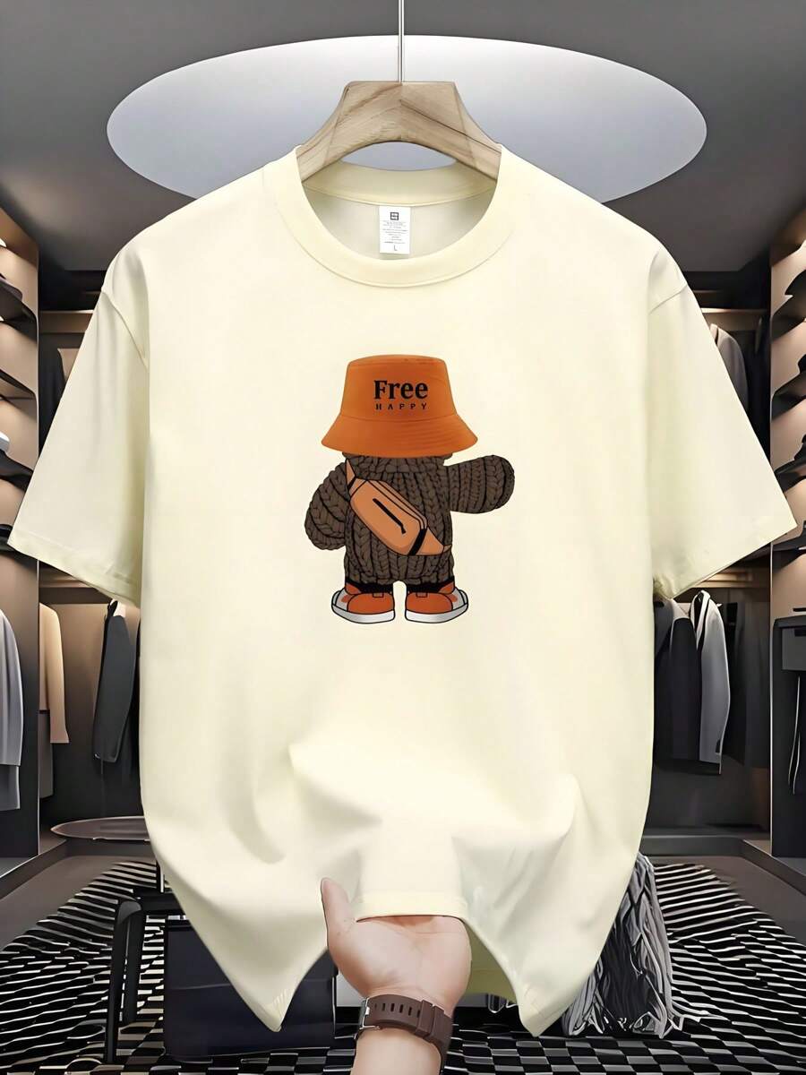 100% Cotton T-Shirts, Men's Tops - Cartoon Pattern | Men's Printed T-Shirts | Retro Nostalgia | Perfect For Summer Outdoor Activities