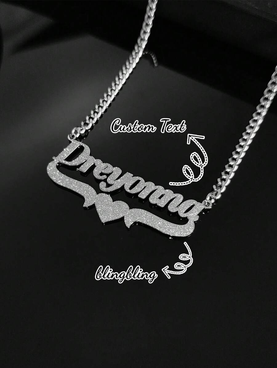 Collier sablé personnalisé à simple couche, pendentif personnalisé avec nom et symbole du serpent zodiac brillant, chaîne gourmette en acier inoxydable 201, nouvelle bijouterie 2025, cadeau pour la Saint-Valentin, la Fête des Mères, l'anniversaire, l'anniversaire de mariage