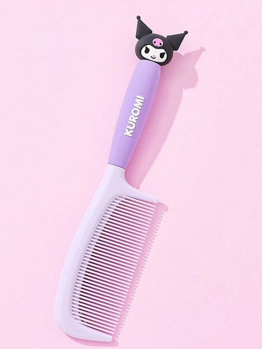 Sanrio 1 pieza Cepillo de pelo lindo de Sanrio Kuromi, adecuado para niñas con cabello largo, respetuoso con el cabelludo, cepillo doméstico para coleta