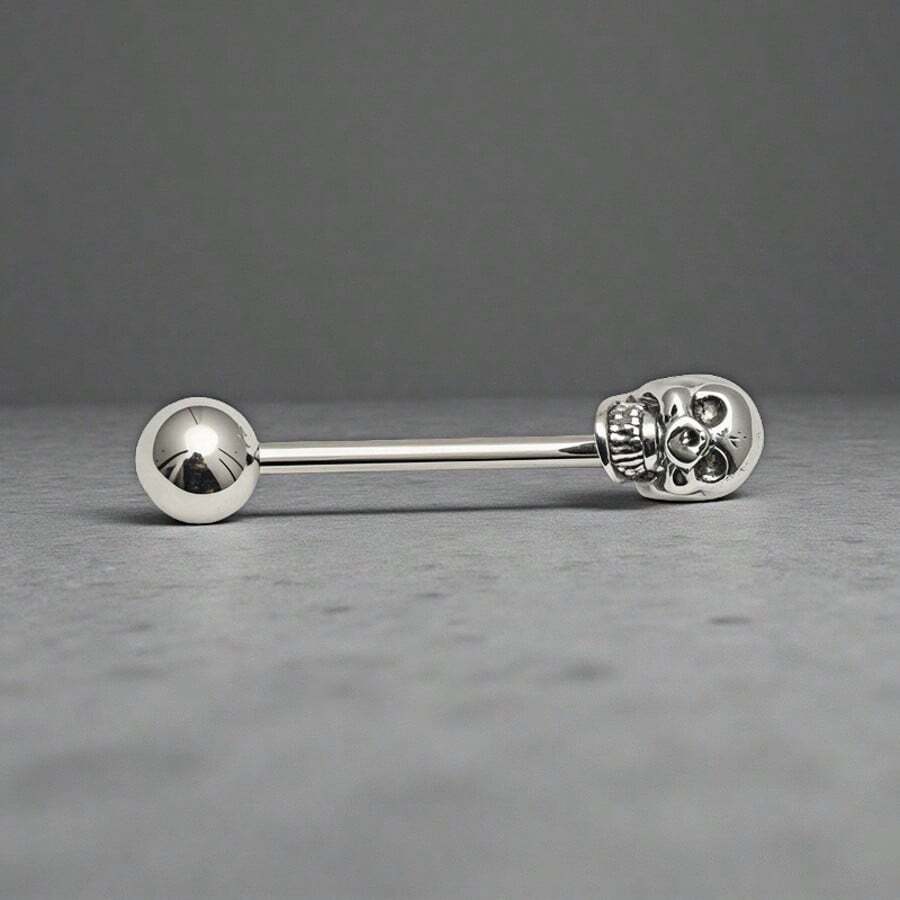 The Stainless-Steel Skull Tongue Stud Is Dark, Edgy, And Full Of A Hint Of Rebellious Charm. It Spruces Up Your Daily Outfits And Makes You The Center Of Attention At Girls' Gatherings.Crafted From Minimalist Metal, It's Extremely Versatile. It Doesn't Care About Your Makeup Or Style, And Can Even Add A Tough Attitude To Casual Looks. Just In And You'll Instantly Look Cool, Subtly Exuding Your Wild Charm Through This Small Detail.