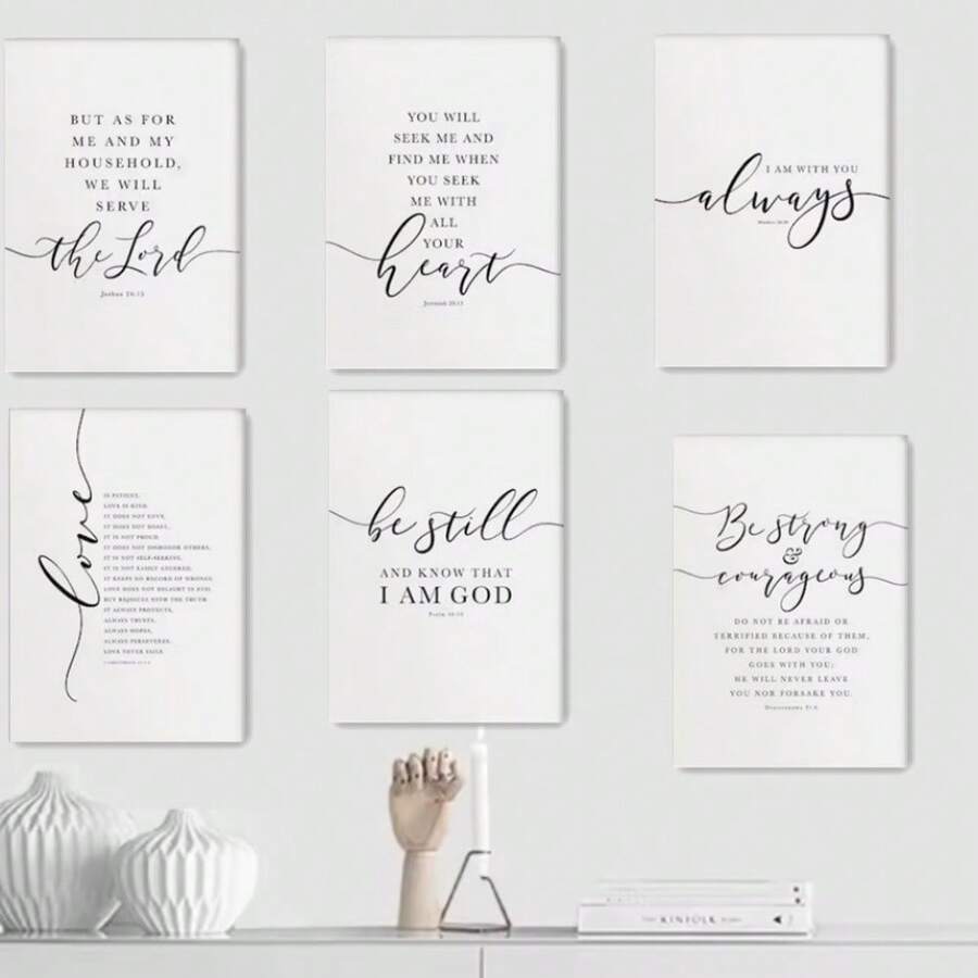 1pc Christian Wall Art, Bible Verse Quotes, Popular NIV Printables, Scripture Gallery Wall, Black And White Prints , Farmhouse Decor Poster Unframed-Style
