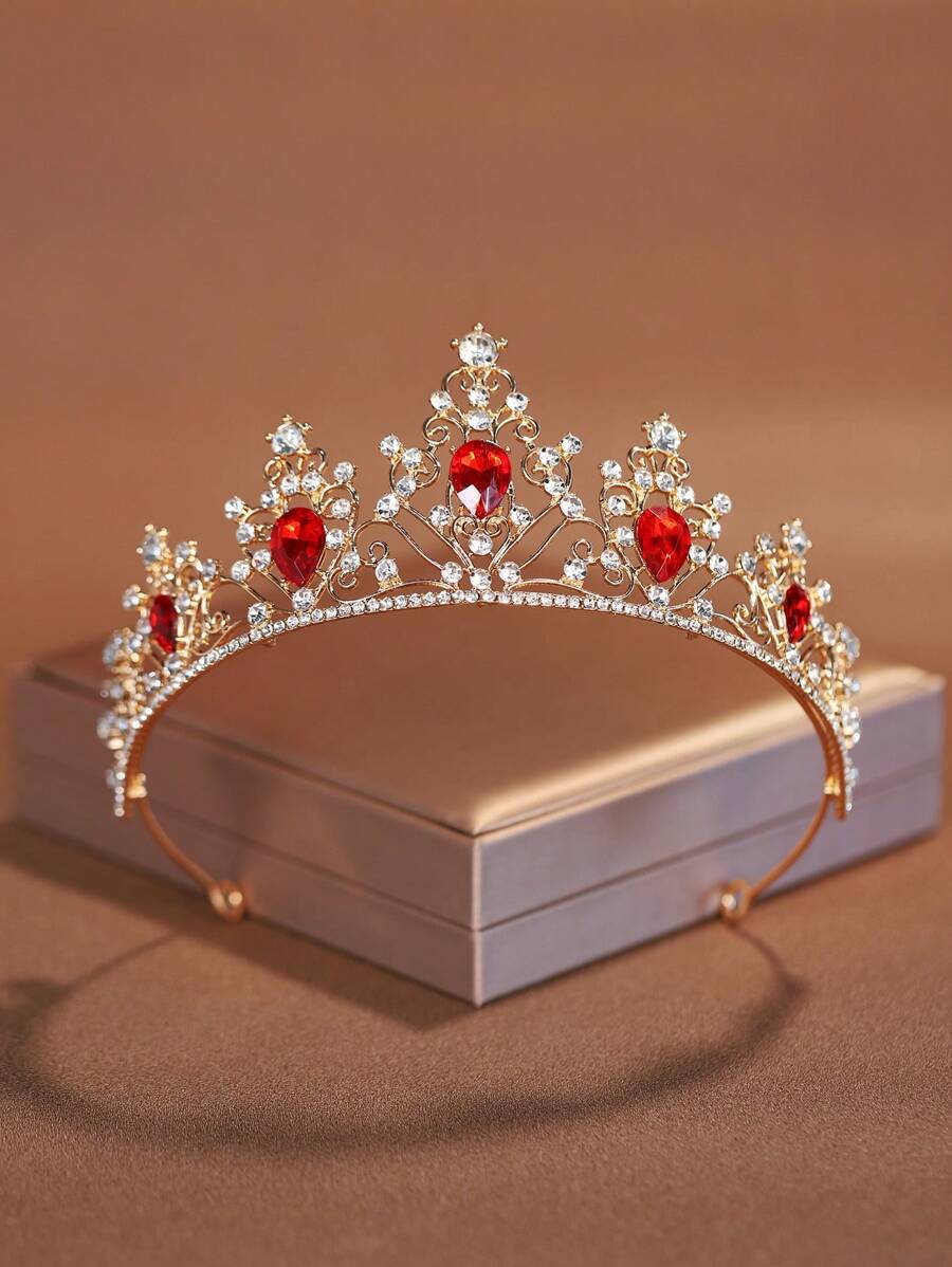 1 pièce Accessoire couronne en alliage minimaliste rouge, convient pour le mariage ou l'anniversaire des femmes