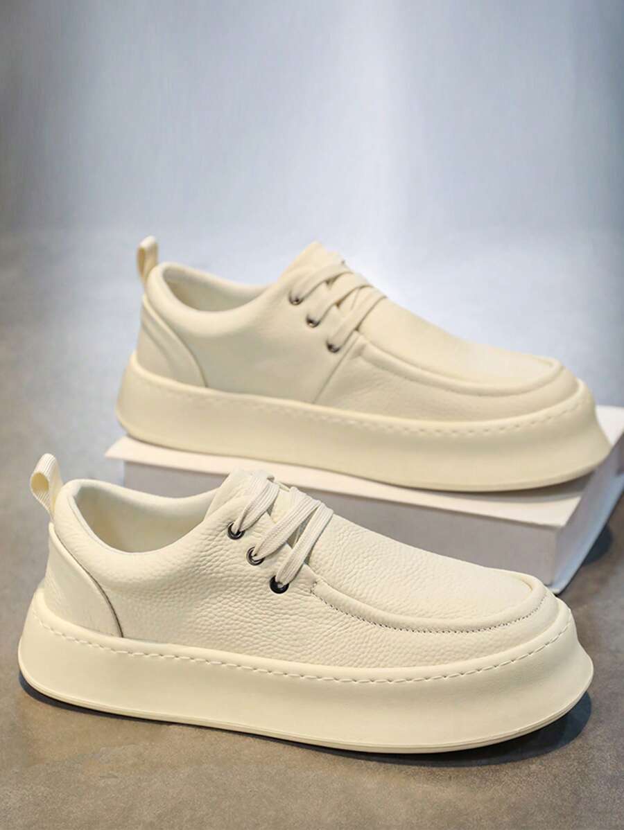 Herren Low-Top Leder Freizeitschuhe, Leichte Rutschfeste Fashion Sneakers, Vielseitig Ganzjährig