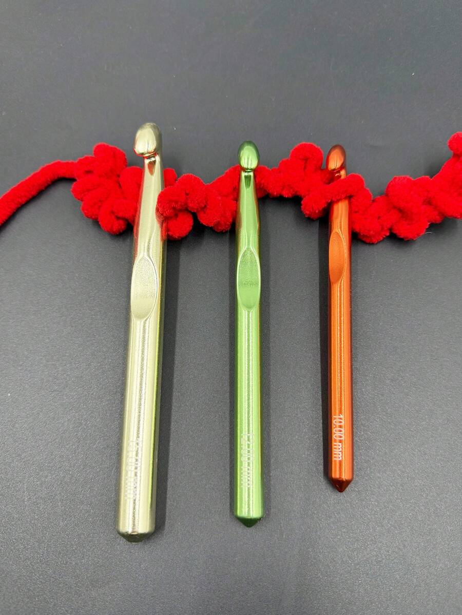 Popular Aluminum Crochet Hooks, 1 Set / 2 Sets / 3 Sets, Multicolor Aluminum Crochet Hook Set, 10mm - 12mm - 15mm Knitting Needles, Suitable For Handicrafts And Yarn Projects, Carpet/Yarn Crochet