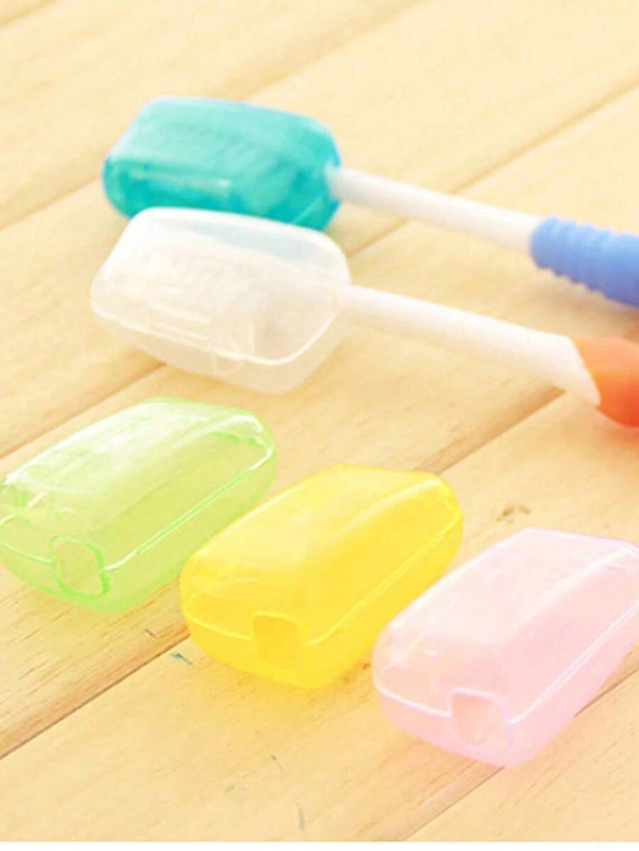 5pcs/10pcs Portable Toothbrush Case. School Supplies Student Toothbrush Head Cover. Travel Toothbrush Cap. Travel Toothbrush Protector. Bathroom Travel Essentials Holiday Travel Accessories