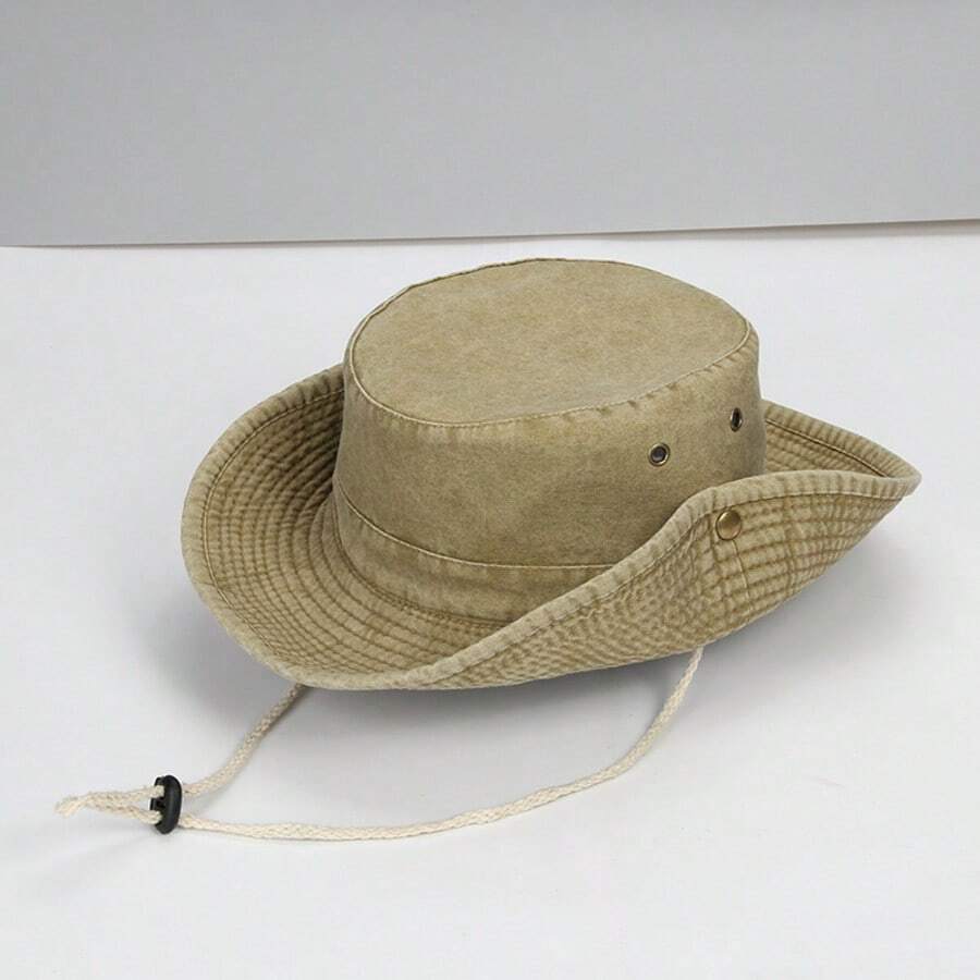 1 pièce Chapeau de seau protecteur contre le soleil pour homme, chapeau de cowboy à large bord anti-UV pour la randonnée et la pêche. Chapeau d'été adapté aux activités de plein air estivales comme la randonnée et la pêche