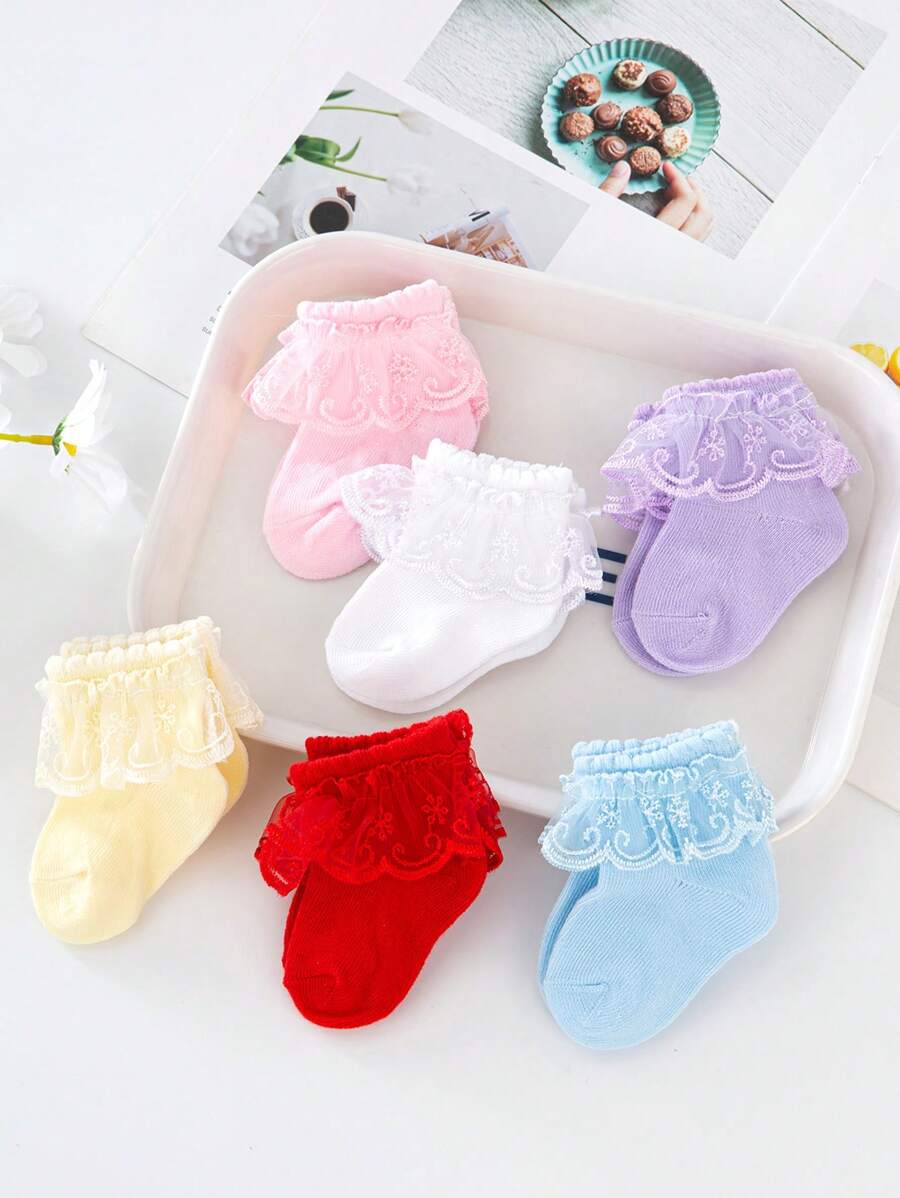 6 Pairs Baby/Toddler Ruched Princess Festival Socks