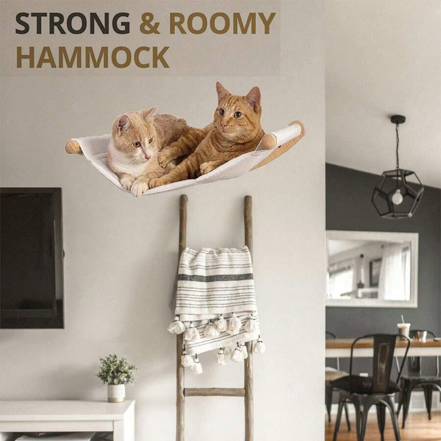 Wall-Mounted Solid Wood Cat Tree With Multi-Level Platforms & Sisal Scratching Posts