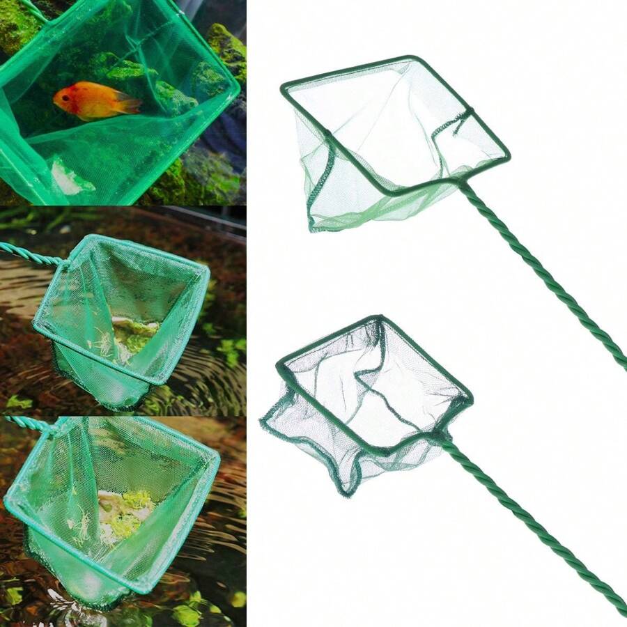 1 Stück Aquariumzubehör, Fischschaufelnetz für Aquarien, quadratisch, für Aquarien, Tauchnetz, grün, geeignet für Aquarienfische, Aquarienfische
