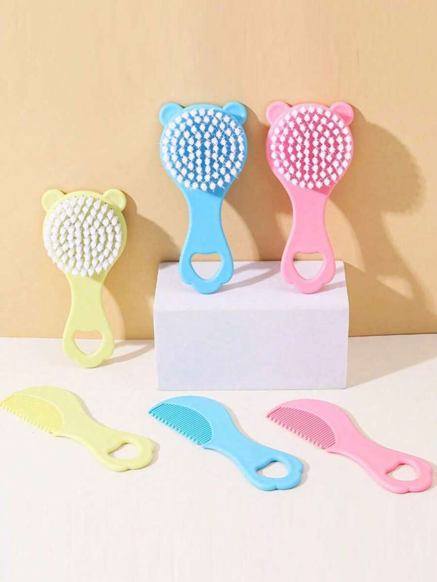 2pcs/Set Baby Cartoon Bear Brush Set, Newborn Baby Anti-Dandruff Brush