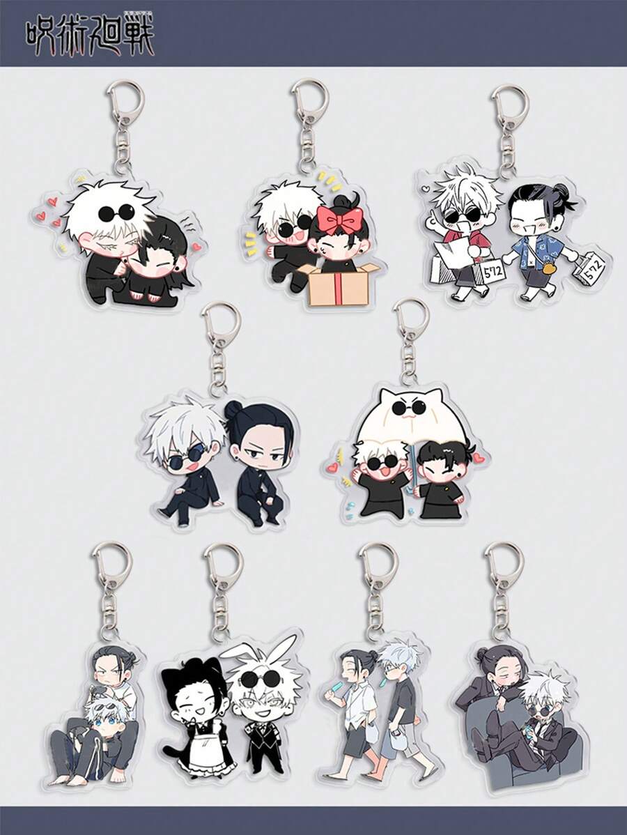 1pc Gojo Geto Anime Acrylic Keychain Pendant, Suitable For Men And Women, Backpack Hanging Accessories, Couples Car Keys Holder, Gift For Friends, Couples Decor For Valentine's Day, Halloween, Holiday Car Accessories Bag Charm Backpack For School