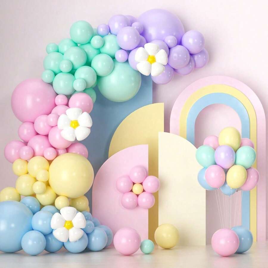135 Teile Rosa Ballon Kranz Bogen Set, Rosa Ballon Makronen Ballon Gänseblümchen Ballon Geburtstag, Hochzeit, Abschluss, Heimkommen, Jubiläum Geschlecht enthüllen Geburtstags Party Dekoration