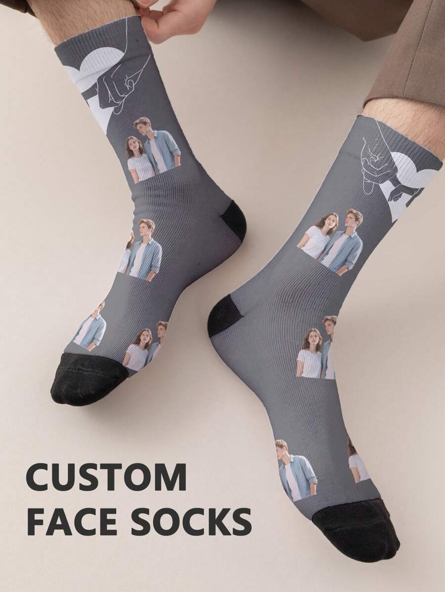 1 par de calcetines de tubo medio personalizados con cara de mujer, Puede poner cualquier rostro en los calcetines, Calcetines personalizados con fotos, Par de calcetines con diseño de imagen personalizada interesante, adecuados para el Día de San Valentín, cumpleaños, regalos y otras ocasiones, personalizados, divertidos, ricos y coloridos, diseño creativo de anime y caricatura, regalos navideños