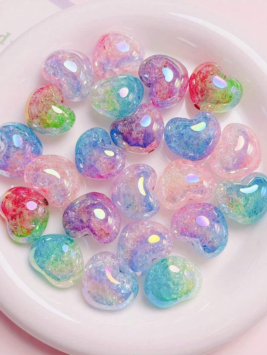 20pcs 22mm Acrylic UV Colorful Gradient Burst Fat Love Straight Hole Beads DIY Mobile Phone Chain Beads Pen Keychain Accessories