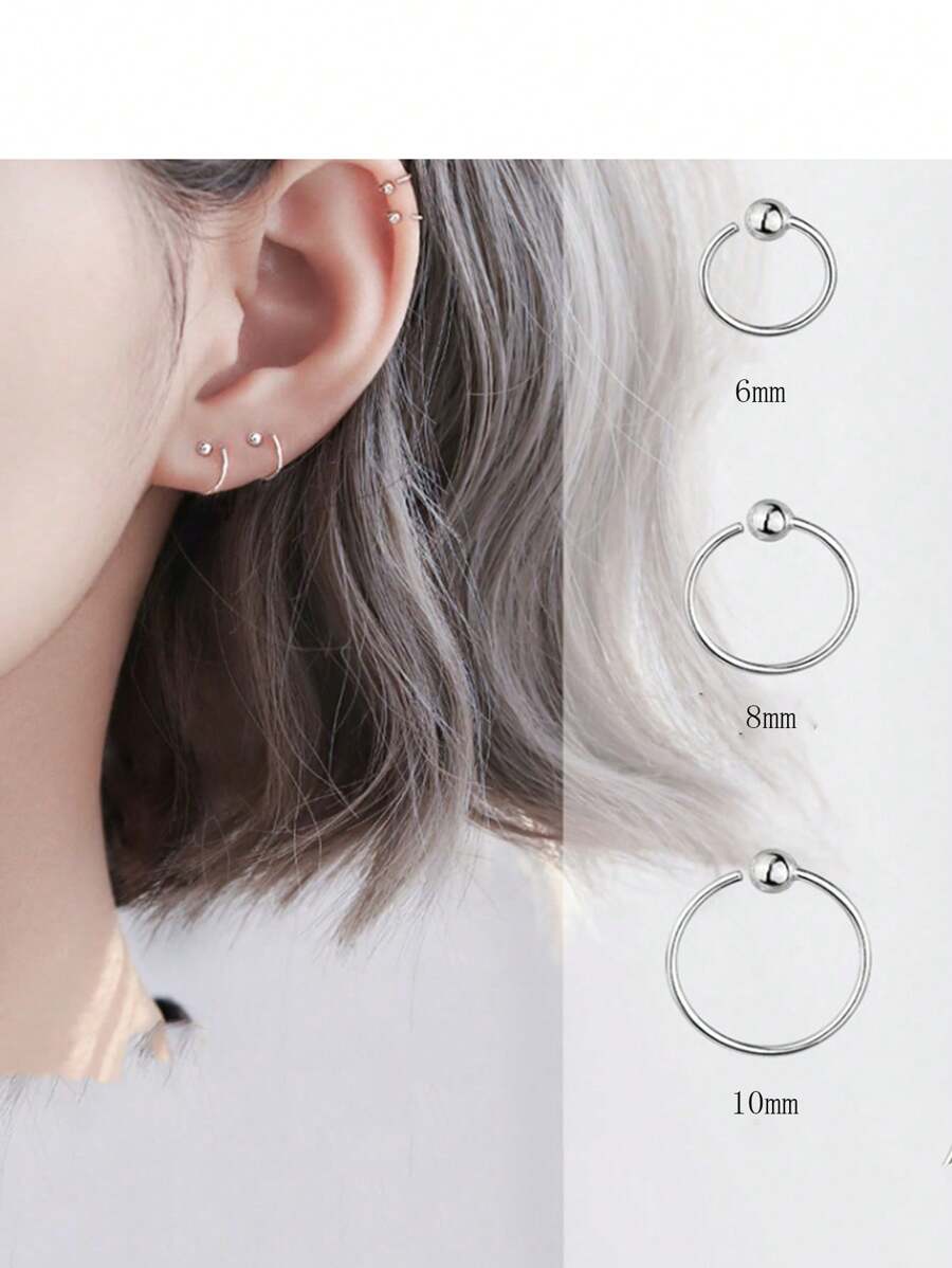 1 paire de boucles d'oreilles élégantes et charmantes en argent sterling S925 avec le caractère C, pour les femmes, pour la vie quotidienne ou les fêtes